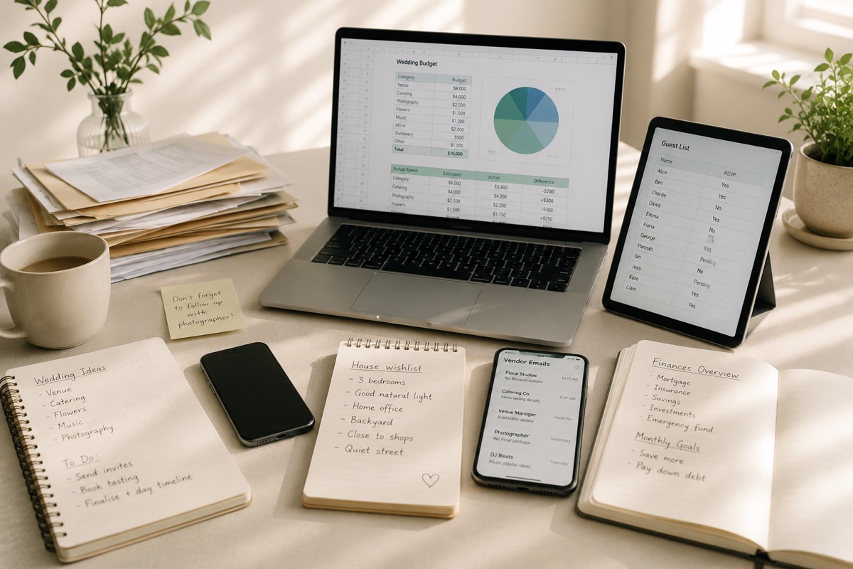 A couple planning at a laptop, moving on from spreadsheets.
